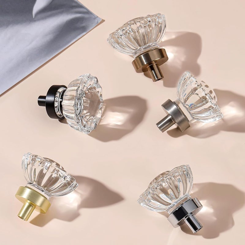 CEYMIO Crystal Cabinet Knobs 8 Pack Clear Glass Pulls for Kitchen Bedroom Bathroom Living Room Furniture, Brushed Nickel Silver Base Old Style Cabinets Closet Dresser Drawers Cupboard Handles Accessories - Image 3